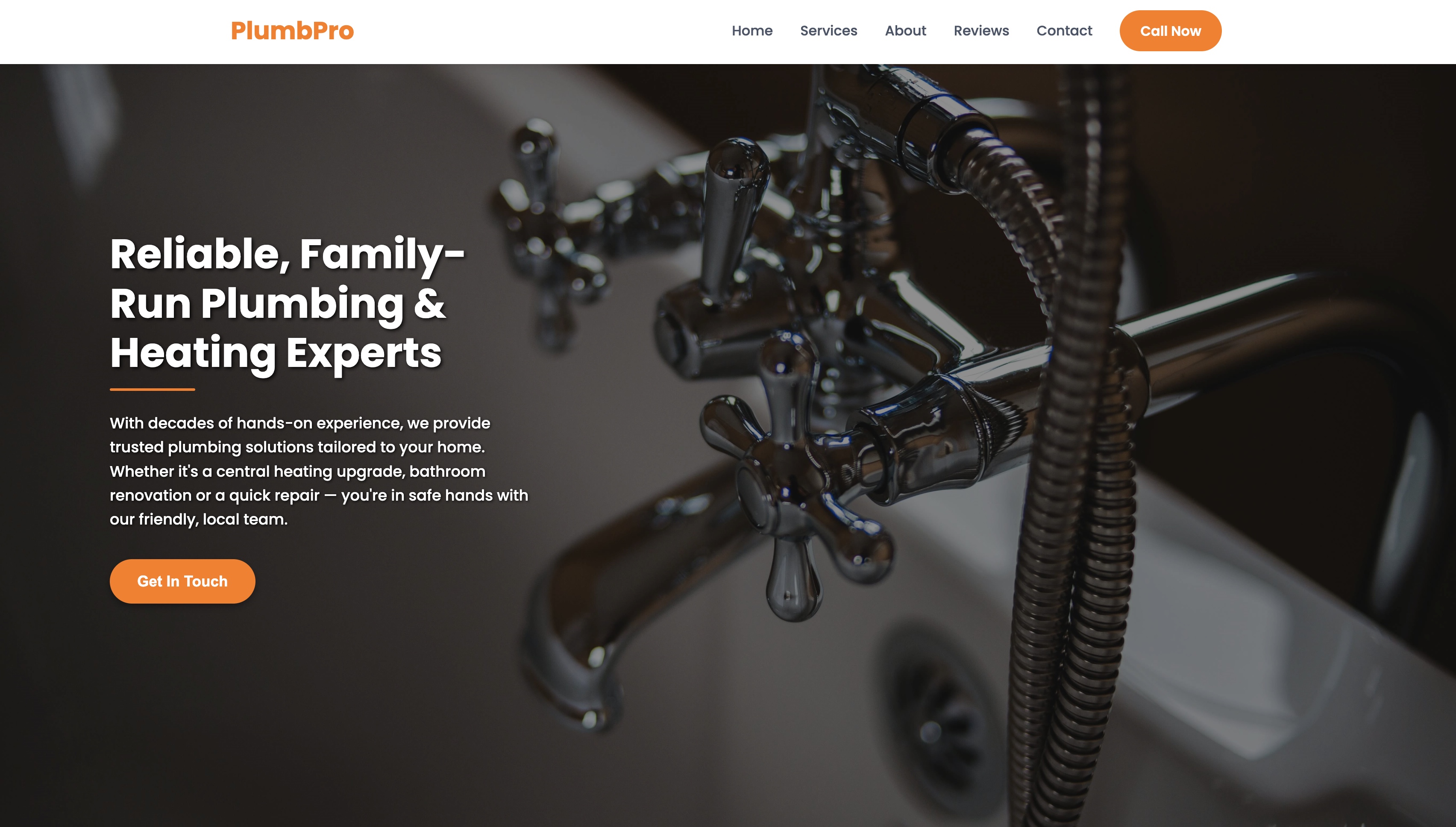 Example Plumbing Website Screenshot